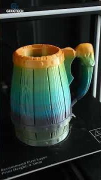 Geeetech 3D printing of rainbow cup by rainbow filament