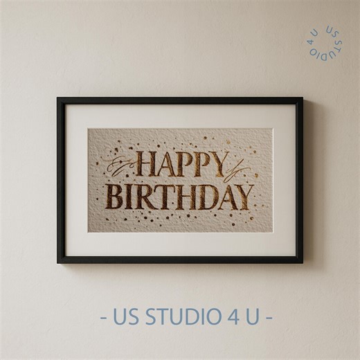 Modern Neutral Happy Birthday Frame TV Art, Gold Hand-lettered Typography, Elegant Birthday Wall Decor, Festive TV Art Digital Download 917 - Etsy