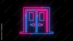 Neon fire safety sign animated. Light fire safety symbol animation. Stock Video