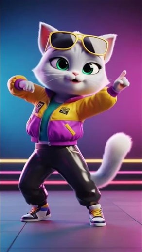 Dancing Pop Star Cat #funny #dance #cartoon #kittyparty #shortvideo