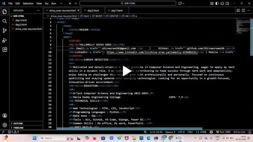 HTML Resume Project: Web Development Basics with Sudheer Velpula | SHIVA SREE YALLAMELLY posted on the topic | LinkedIn