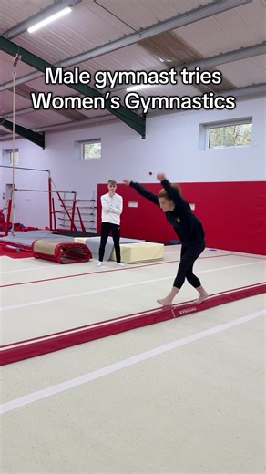 Male Gymnast Attempts Women's Gymnastics Routines