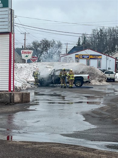 Emergency agencies work to put out vehicle fire in Negaunee