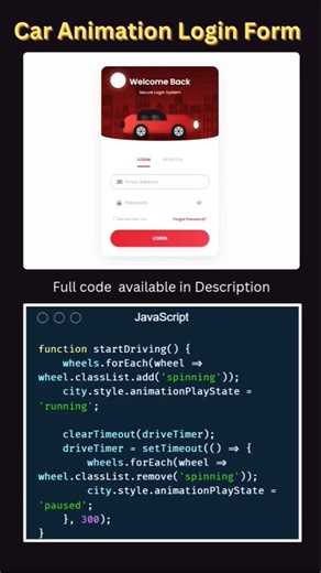 Smooth Car Animation Login UI 🔥 | CSS Magic #coding