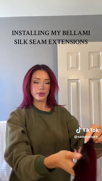installing my bellami silk seam extensions 🤍🤍 #bellamiextensions #bellamiclipins #extensions #silkseamextensions