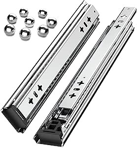 1 Pair Heavy Duty Drawer Slides Full Extension Side Mount 20 22 30 32 34 36 38 40 Inch Metal Rails Track Guide Glides Runners 260lbs (Without Lock, 30inch)