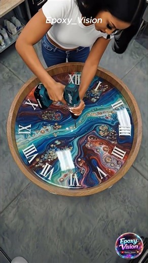 “Cosmic Flow 🌌✨ – Multicolor Epoxy Art Clock Masterpiece”