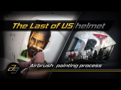 The Last of Us & Joel portrait motorcycle helmet | Airbrush timelapse custom painting art process