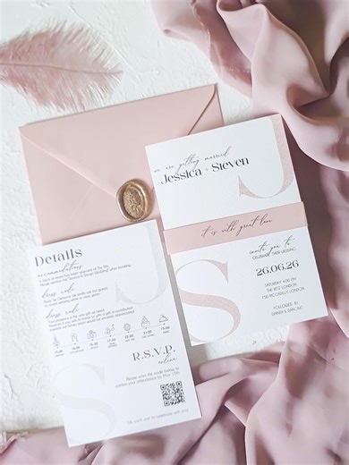 Double-sided Wedding Invitation With Belly Band, Wax Seal, Custom Calligraphy B6 Suite - Etsy