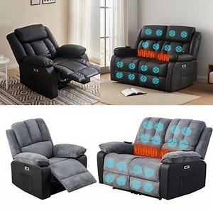Electric Recliner Armchair Sofa Heated Massage Chair Lounge Living Room Office | eBay UK