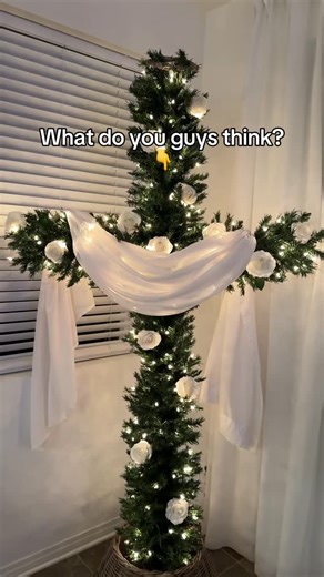 Christmas Cross Tree - Reedemtree on Instagram: "The first CHRISTmas tree 🤍🙏 Comment “link” and We’ll send it to you🤍"
