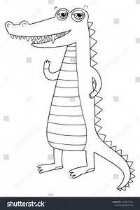 Cute Vector Illustration Standing Crocodile Black Stock Vector (Royalty Free) 1066672832 | Shutterstock