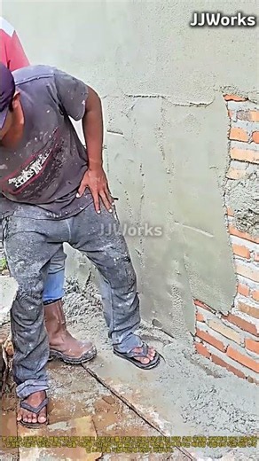 손목 스냅으로 완벽 밀착! 흙손을 활용한 벽돌 벽체 미장 초벌 타설 시공 방법 #plastering #masonry #trowel
