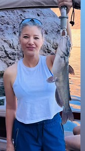 The former vegan in me was very conflicted while I had so much fun fishing today. We threw back all the cat fish and skinny striped bass but kept the fatties for dinner. Only question is how should I cook them up? Mahalo @tamahil for the fun adventure! | Kelly Hu