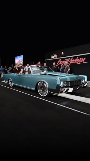 Light Blue Pearl and sold for seven figures! This custom 1966 Lincoln Continental convertible just delivered a million-dollar moment on the block. | Barrett-Jackson