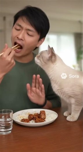 Cat’s Sneaky Feast #cat #food #realistic #cinematic #4K #funny #home #dining