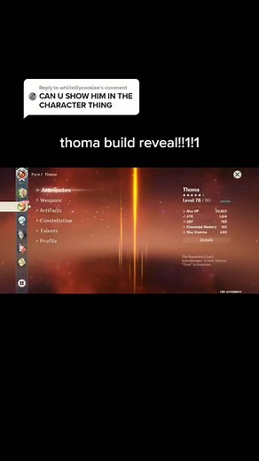 Artifact Build Guide for Thoma in Genshin Impact