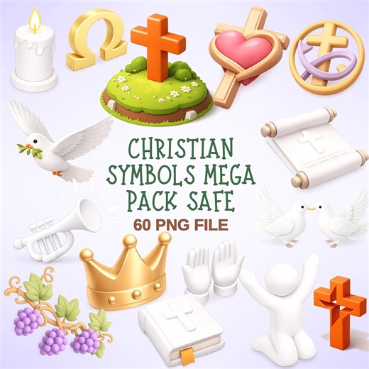 Christian Symbols Clipart Bundle | 60 PNG Files | Faith-based Digital Art for Crafts, Church, and Teaching - Etsy