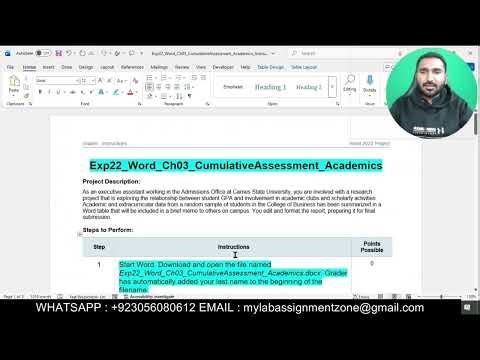 Exp22_Word_Ch03_CumulativeAssessment_Academics | Word Chapter 3 Cumulative Assessment – Academics
