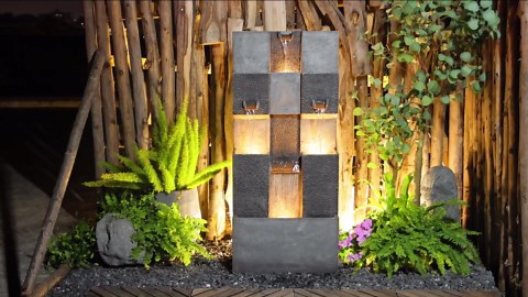 Amazon.com : Bumilgar 45.3 Inch Garden Water Fountains Outdoor for Garden, Patio, Backyard, Deck, Porch and Home Art Decor, 3 Tiers Modern Cascading Outdoor Waterfall Fountain with Lights : Patio, Lawn & Garden