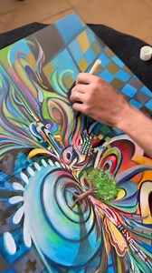 Varnishing a painting ✌️🩵 - - - - #artfool #art #artwork #artist #flow #intuitiveart #painting #oilpaint #varnish #originalart #og #psychedelicart #allshiny | Artfool