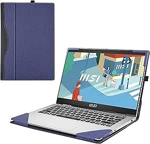 Laptop Case Cover for MSI Modern 14 C13M C12M C11M C7M C5M 14 inch Series Sleeve, 2-in-1 PU Shell Notebook Sleeve Computer Bag Protective (Blue, 14 inch)