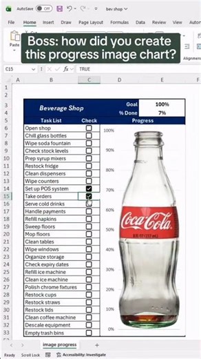 99.9% Excel user don't know how to create image progress chart🤔🙄 #tallymastervikram #exceltips #edm