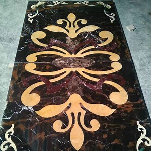 [Hot Item] Modern Style Polished Rectangular Marble Stone Floor Tile Water-Jet Medallion Design