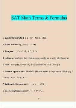SAT Math Terms Formulas Complete Solution 20234232