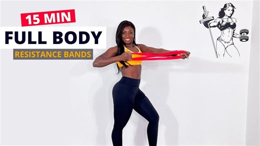 Full body strength training for beginners using resistance bands