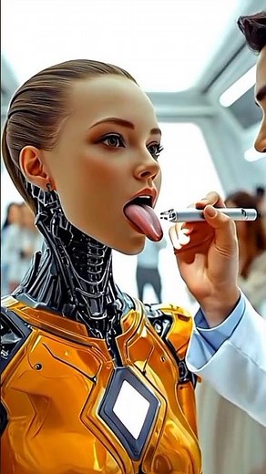 ❤️🤖 Does She Really Have a Tongue? 😳 | Futuristic Routine Check. #shorts