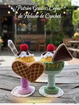 🍦 Patrón Gratuito de Copa de Helado Amigurumi - Teje Paso a Paso #patrongratuito #crochet #amigurumi