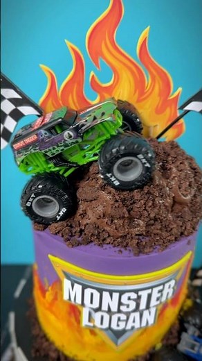 From Toy Truck to Two-Tier MONSTER JAM Cake! 🚛✨ Epic Birthday Cake Reveal #shorts