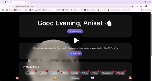 #girlscriptsummerofcode #peacefulnewtab #chromeextension #100daysofweb #opensource #webdevelopment #frontenddev #gsoc #browserextensions #javascript #vercel #madewithlove #techforgood #github… | Aniket Gawande