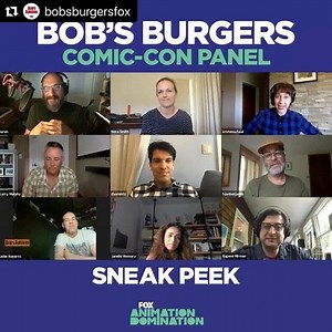 Don’t miss the Bob’s Burgers Comic-Con panel tomorrow! #Repost @bobsburgersfox ・・・ If I give you a sneak peek… you have to tell everyone you know. (It’s a rule) Catch up with the cast of #BobsBurgers for the #ComicConAtHome panel this Friday at 4pm PT on the @comic_con YouTube channel. #FOXFandom | Bento Box Entertainment