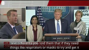 Ben Tracy: "You told governors that if they needed things like respirators and masks, to try to get it on their own. What did you mean by that?" Pres. Donald Trump: "If they can get them faster by going through a supply chain on their own...I've given them authorization to do that." https://cbsn.ws/2Wk2pum | CBS Evening News