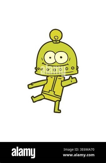 changing color animation of happy cartoon robot with light bulb Stock Video Footage - Alamy