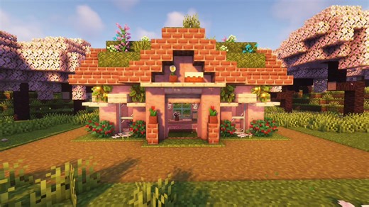 Minecraft Cherry Blossom Flower Shop Build Tutorial