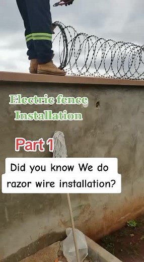 Electric fence installation Part 1. razor wire Installation. #tungstenelectricals #razorwire #electricfence #fenceinstallation