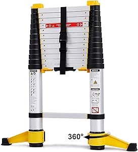 Telescoping Ladder 12.5ft, Aluminum Collapsible Telescopic Extension Ladders, Slow Down Design Multi-Purpose Ladder for Indoor or Outdoor with Non-Slip Feet,330 Lb Capacity