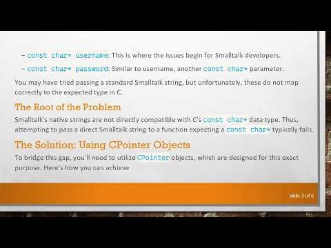 How to Pass Smalltalk Objects to C Functions with const char* Parameters