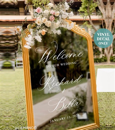 Welcome Wedding Mirror Sign Vinyl Lettering Elegant Wedding Reception Sticker Welcome to Our Wedding Mirror Decal for Outdoor Wedding Decor - Etsy Australia
