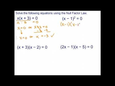 Solving Quadratic Equations Using the Null Factor Law