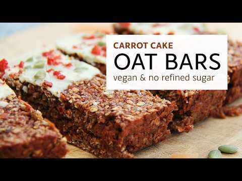 Carrot Cake Oat Bars (Vegan, Gluten-Free, No Refined Sugar)