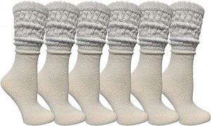 SOCKS'NBULK 6 Pairs Women's Scrunched Slouch Socks, Cotton Boot Socks Bulk Pack
