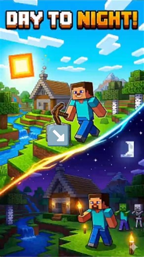 Minecraft’s Longest Fall: Day to Night Transition!