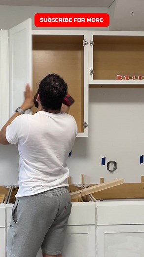 Installing Lowe’s kitchen base and wall cabinets video is up! Head over to my YT channel to watch it in full! Link in bio! . . . . . #kitchenrenovation #diy #kitchencabinets #loweskitchencabinets #diamondnowcabinets #homerenovations #diyprojects #homerenovation