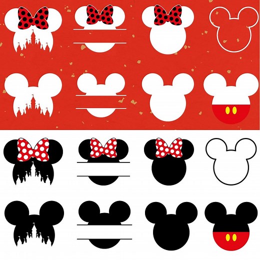 Mickey Minnie Head SVG Bundle, Mouse Ears Outline With Bow, Silhouette Cut Files for Cricut, Mouse Head Clipart, Instant Download - Etsy Australia