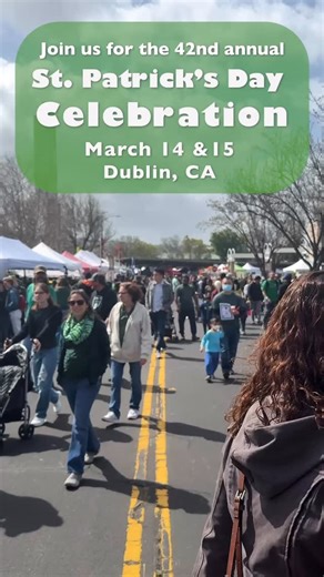 All roads lead to Dublin this St. Patrick’s Day! ☘️ For more than 40 years, the community has come together each March for the St. Patrick’s Day Celebration — a collection of events anchored by a two-day festival at the Dublin Civic Center. Enjoy live music, entertainment, food, drinks, retail vendors, and more. It’s a festive celebration of our city’s Irish roots, and it lasts all weekend. Join us March 14–15! March 14�• Firefighters Parade Breakfast�• St. Patrick’s Day Parade�• Festival March 