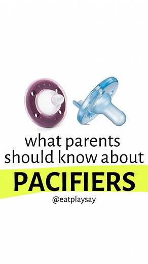 ⭐️ Pacifier SHAPE and the TIMELINE for weaning matter! 👋 Hi, I’m Jordyn: Speech-Language Pathologist, Feeding Therapist, and Mom. My goal is to educate parents on how to support their little one’s speech and feeding skills at home! 🥑 ⏰ Yes, it’s time to start weaning the pacifier around 6 months. Why? Because the suckling pattern that is reflexive at birth starts to integrate (or decrease) around 6 months, and babies start to volitionally (with purpose) suckle to eat from the breast or bottle,